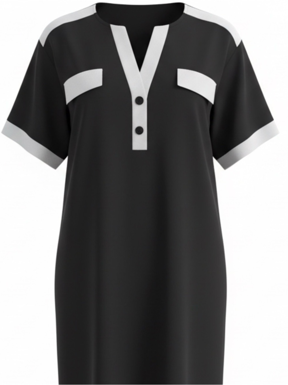 Black and White Split-Accent Women’s Top